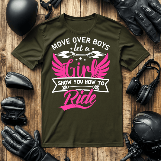 Mock up for a tee from our biker chicks T-shirts collection.