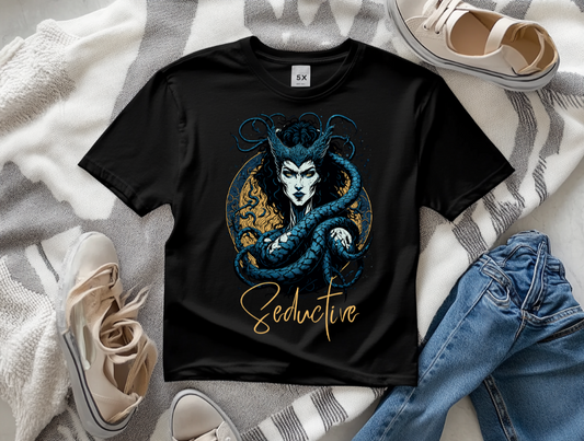 A gorgeous mock up for one of the alternative T-shirts for women. this is the seductive Tee.