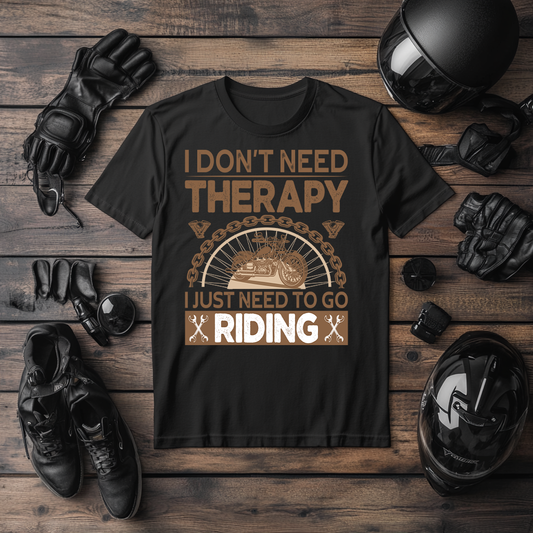 When you just need to go fore a ride these motorcycle t shirts say it all on a a nice black tee mock up