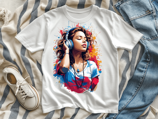 A stunning tee from our alternative T-shirts collection called the empowered collection it’s a in white with a beautiful design of a girl in bright colours on it.